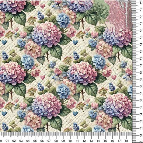 Tricoline digital Estampa hortênsias (0,55cm x 1,50 de largura)