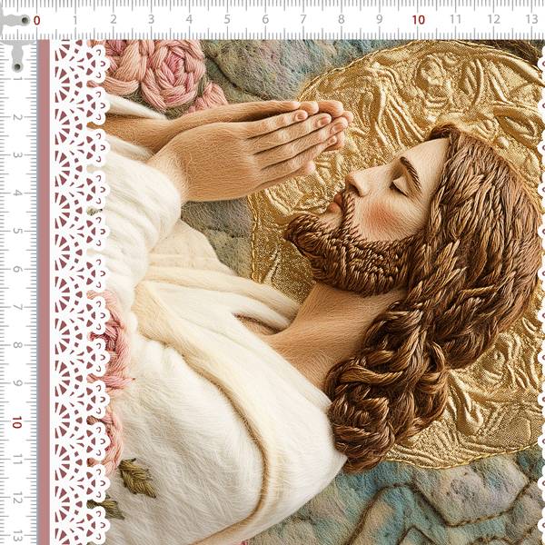 Tricoline digital 3D Jesus com frases (0,55cm x 1,50 de largura)