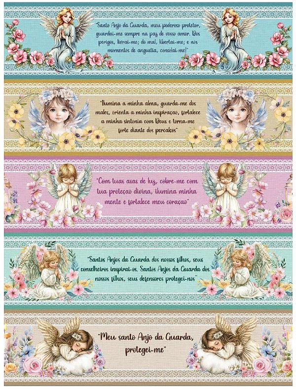 Tricoline digital Frases com Anjos (55cm x 1,50)