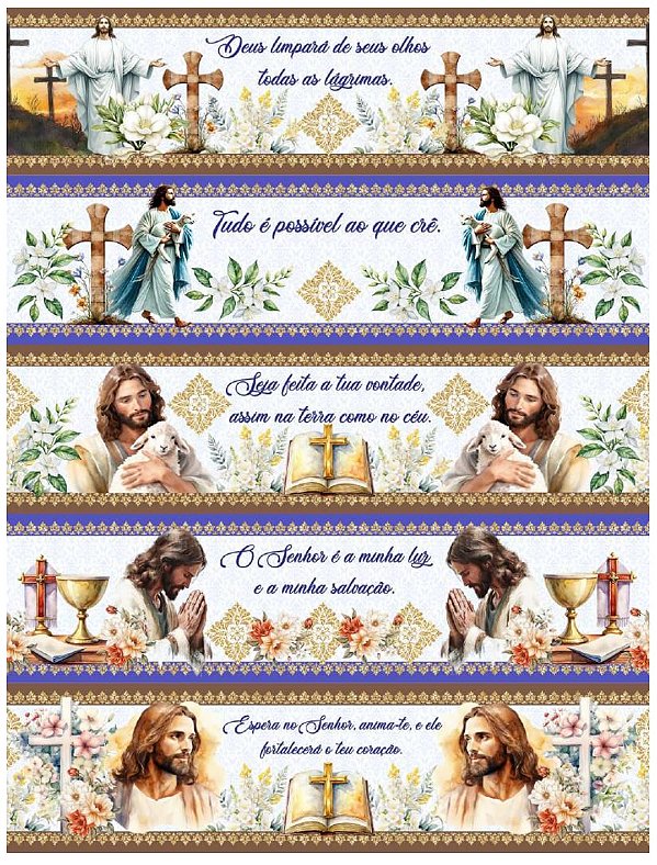 Tricoline digital Jesus e Frases Bíblicas (0,55cm x 1,50 de largura)