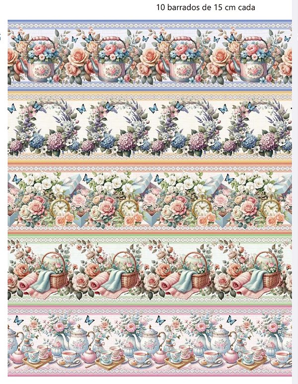 Tricoline digital Floral A (0,55cm x 1,50 de largura)