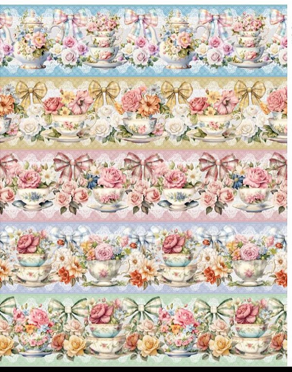 Tricoline digital Mesa Romântica (0,55cm x 1,50 de largura)
