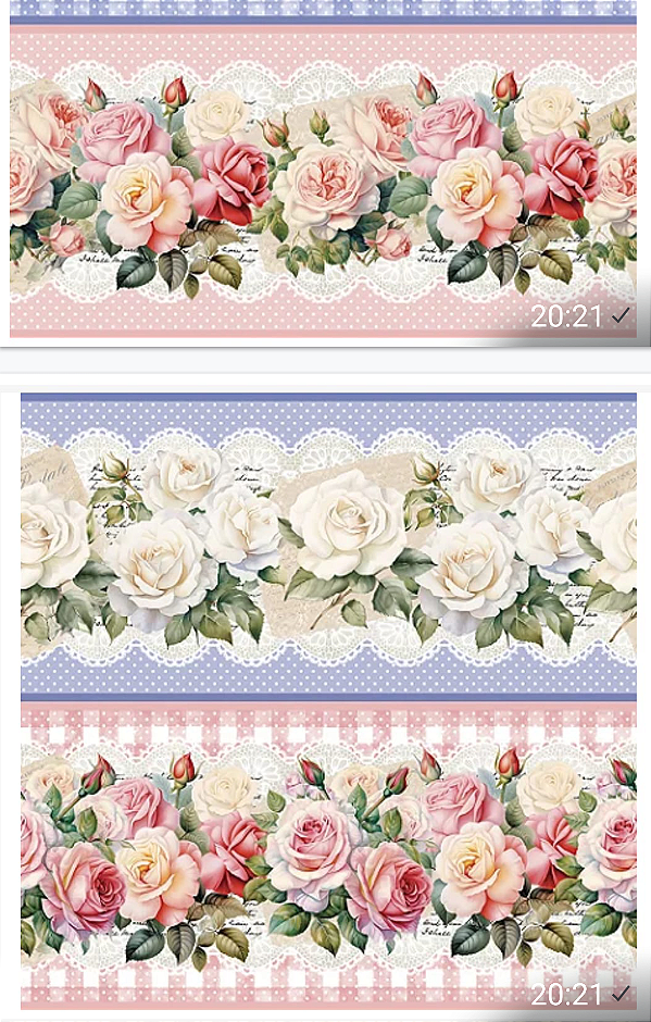 Tricoline digital Rosas Delicadas (0,55cm x 1,50 de largura)