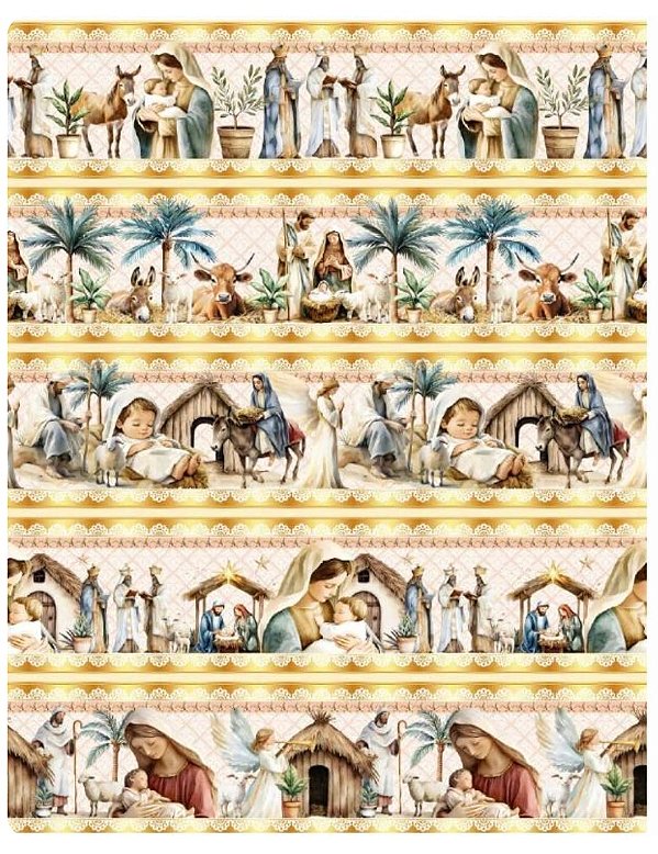Tricoline digital Natalino Menino Jesus (0,55cm x 1,50 de largura)