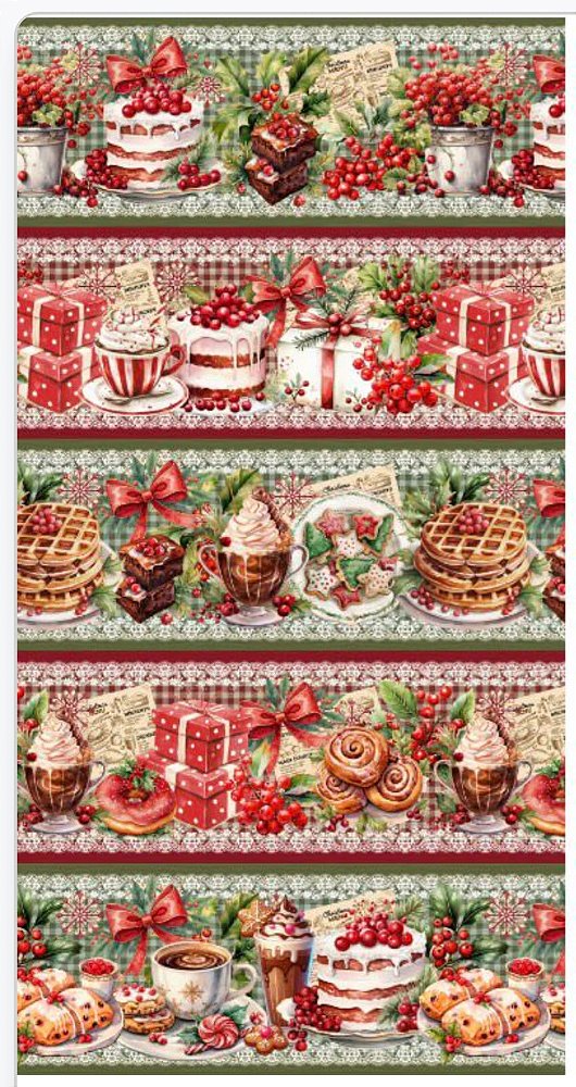 Tricoline digital Cereja de Natal (0,55cm x 1,50 de largura)