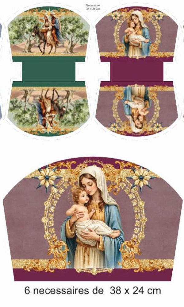 Kit Nécessaire Natalina em tricoline digital (6 unidades)