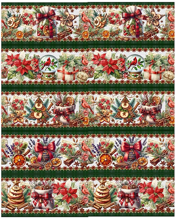 Tricoline digital Natal Feliz (0,55cm x 1,50 de largura)