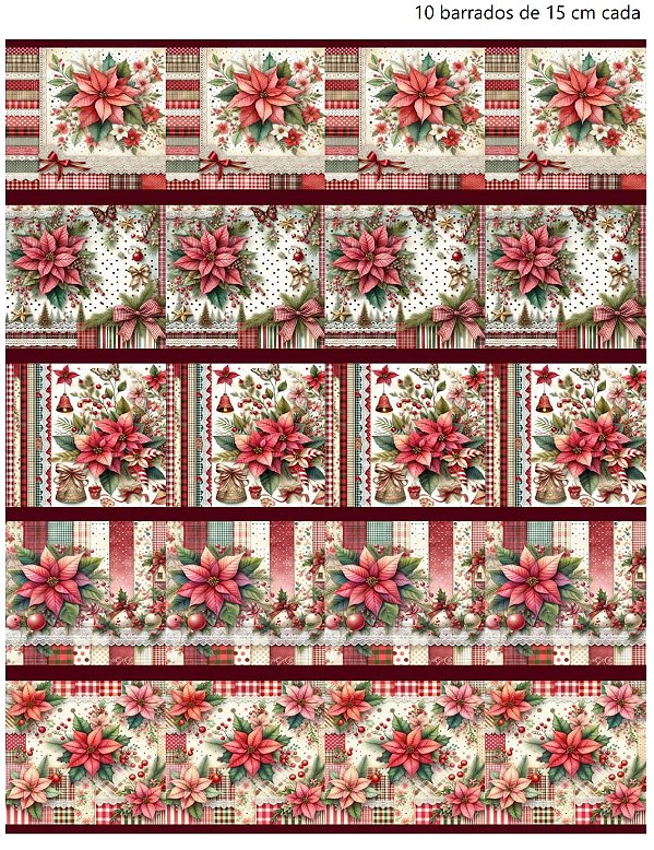 Tricoline digital Natal Floral (0,55cm x 1,50 de largura)