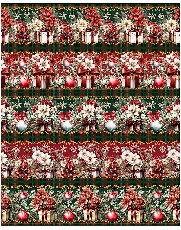 Tricoline digital Natal Presentes (0,55cm x 1,50 de largura)