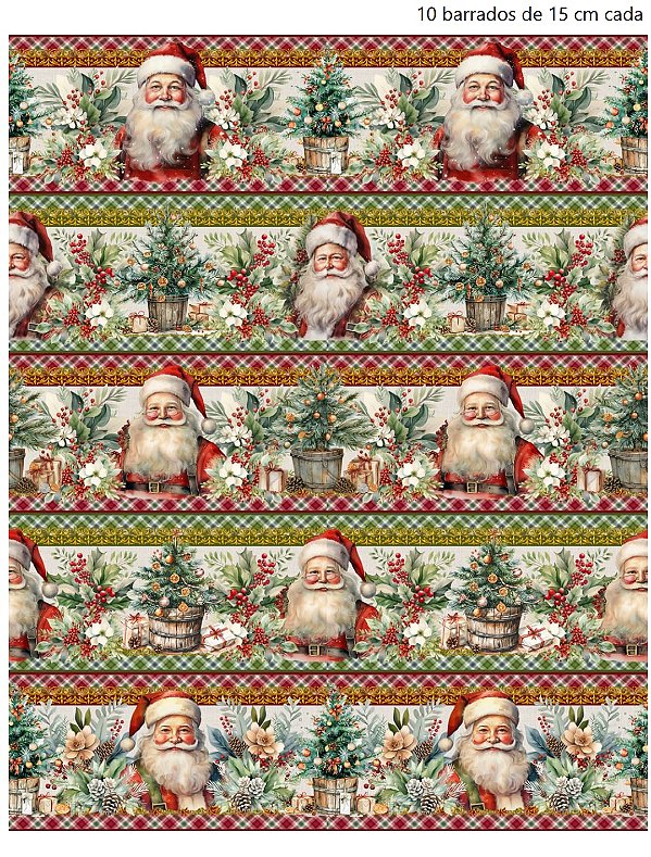 Tricoline digital Natal,Papai Noel I (0,55cm x 1,50 de largura)