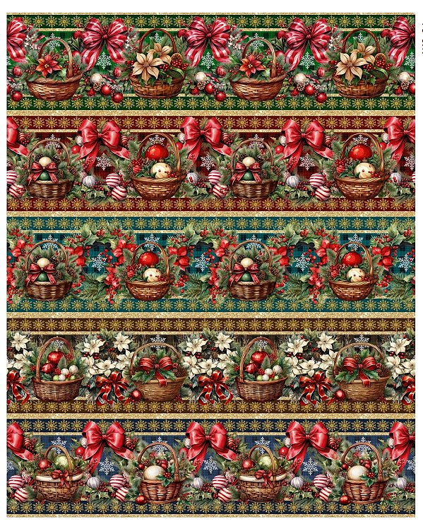 Tricoline digital Natal Guirlandas (0,55cm x 1,50 de largura)