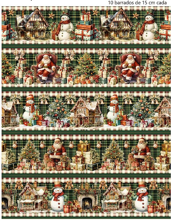 Tricoline digital Natal,Vila do Papai Noel (0,55cm x 1,50 de largura)