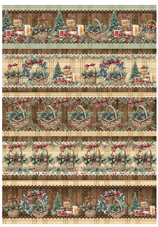 Tricoline digital Natal Cestinhas (0,55cm x 1,50 de largura)