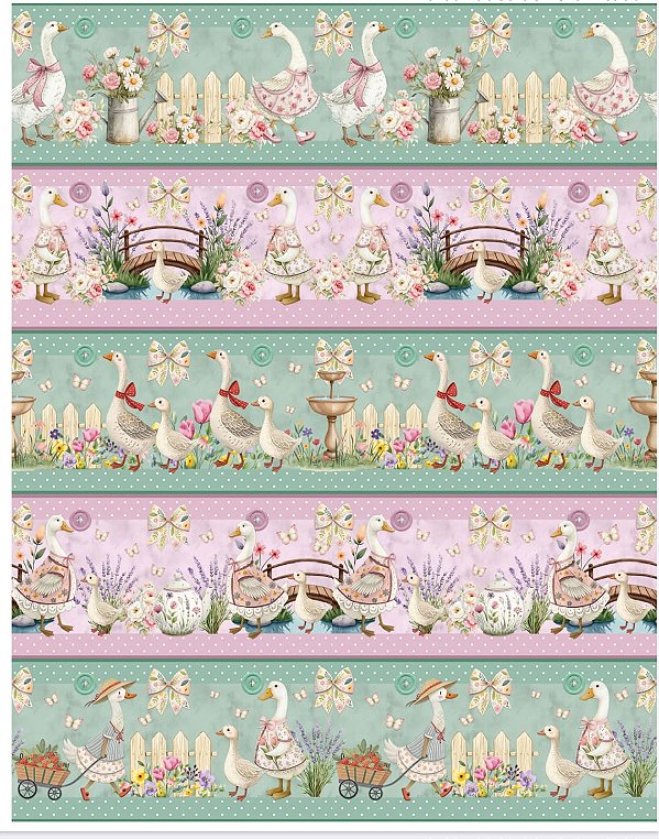 Tricoline digital Gansos no Jardim (0,55cm x 1,50 de largura)
