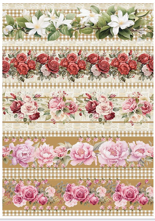 Tricoline digital  Rosas Belas (0,55cm x 1,50 de largura)
