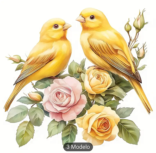 Transfer para tecido, passarinhos(kit com 3 unidades)