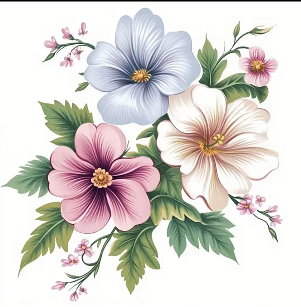 Transfer para tecido, Flores grandes(kit com 2 unidades)