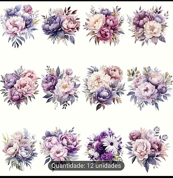 Transfer para tecido, flores miúdas ( kit com 12 unidades)