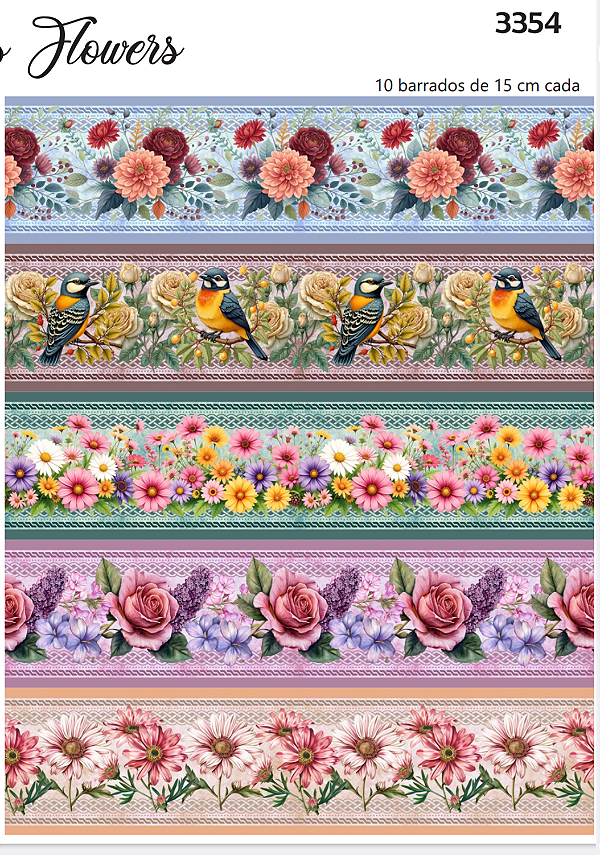 Tricoline digital Flouwers (0,55cm x 1,50 de largura)