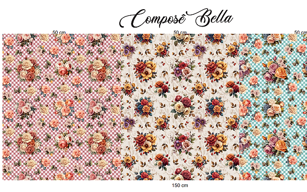 Tricoline digital Compose Bela (0,55cm x 1,50 de largura)