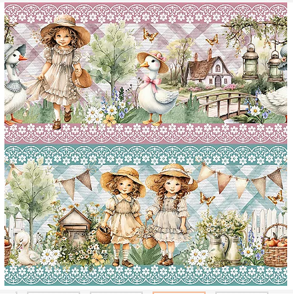 Tricoline digital Camponesa e a Gansa (0,55cm x 1,50 de largura)