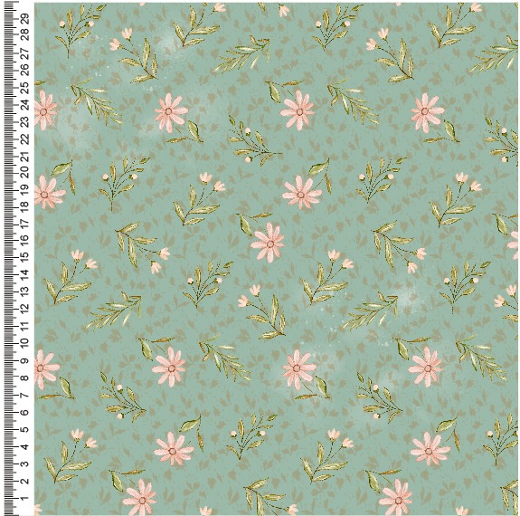 Tricoline digital Chimarrão Compose floral (0,55cm x 1,50 de largura)