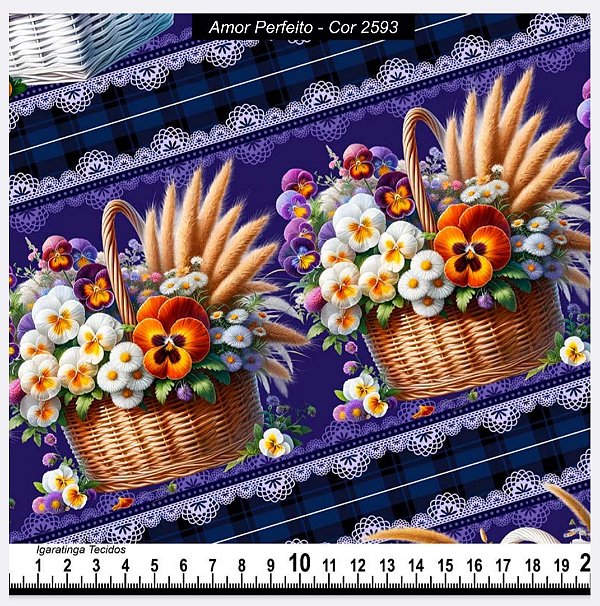 Tricoline digital Amor Perfeito (0,55cm x 1,50 de largura)