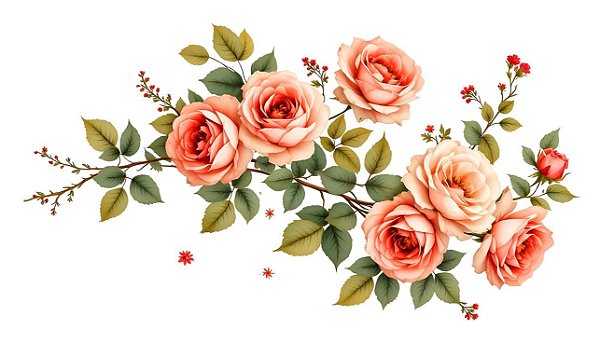 Decalques para tecido DTF Rosas 1 (27cm x 12cm)