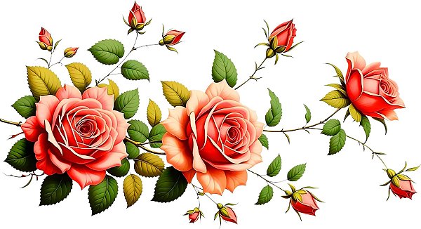 Decalques para tecido DTF Rosas 2 (27cm x 12cm)