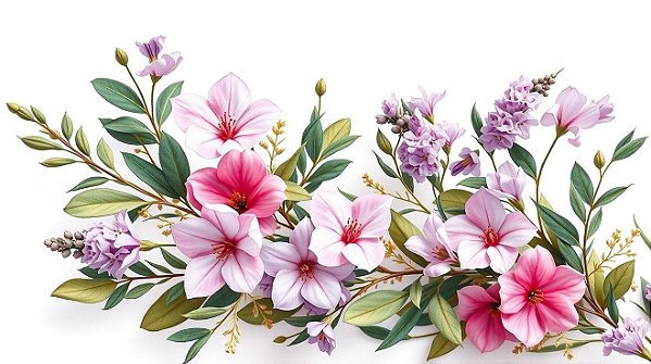 Decalques para tecido DTF Floral lilás (28cm x 12cm)