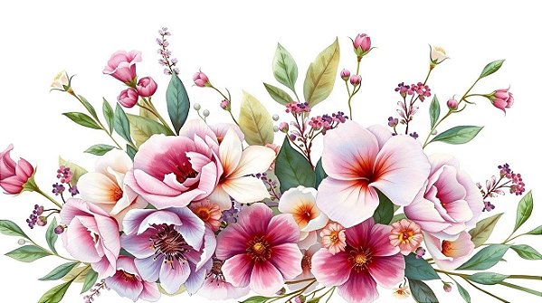 Decalques para tecido DTF Floral lilás 2 (28cm x 12cm)