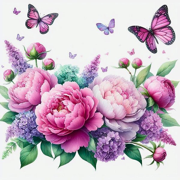 Decalques para tecido floral lilás (12cm x 12cm)