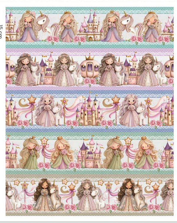 Tricoline digital Princesas barrado (55cm x 1,50)