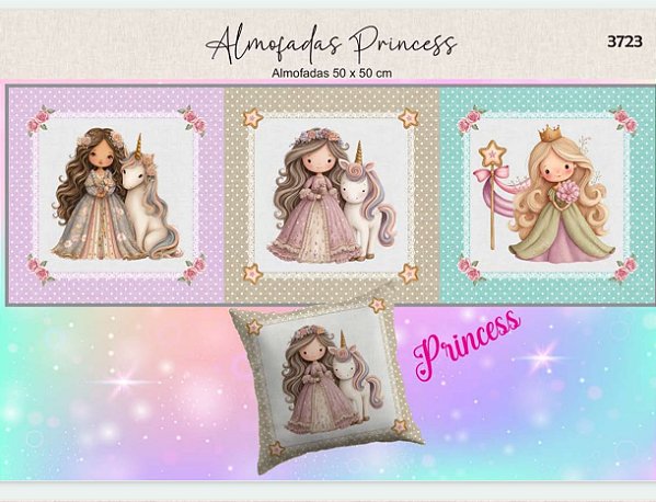 Kit Almofadas Princesas (3 unidades)