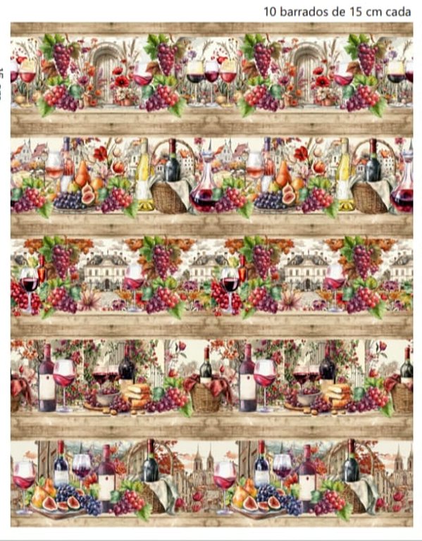 Tricoline digital Uva e vinho(55cm x 1,50)