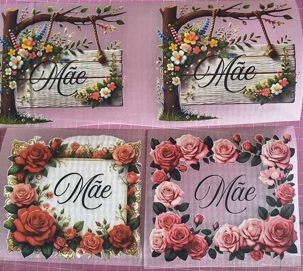 Decalques para tecido Kit 6 Dia das Mães