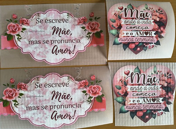 Decalques para tecido Dia das Mães, Kit 4