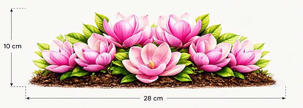 Decalques para tecido DTF Floral rosa (28cm x 10cm)