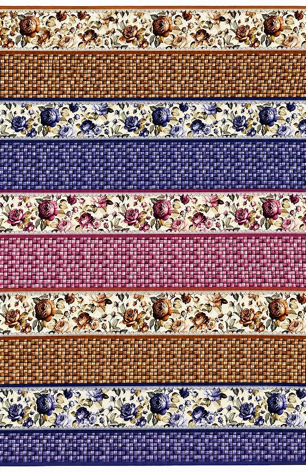 Tricoline digital Floral Vintage com composês (0,55cm x 1,50 de largura)