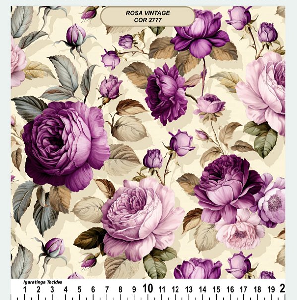 Tricoline floral para compose Lilás (55cm x 1,50)