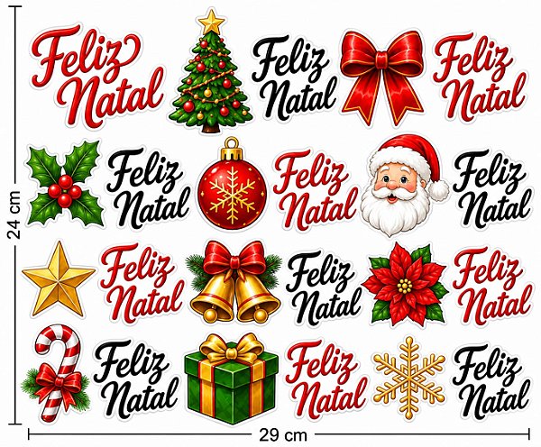 Decalques para tecido DTF tema Natal (29cm x 24cm)