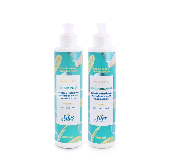 Shampoo + Condicionador - Linha Cachos com Óleo de Coco e Óleo de Rícino