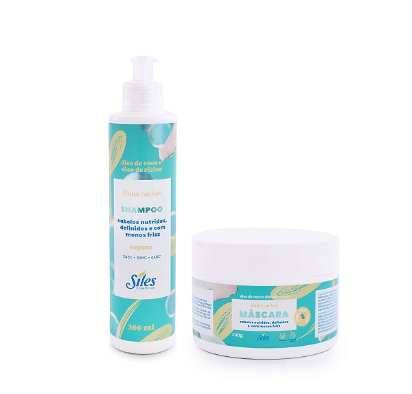 Shampoo + Máscara - Linha Cachos com Óleo de Coco e Óleo de Rícino
