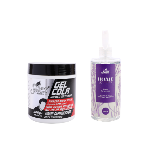 Kit Gel Cola Fixação Super Forte 500g + Água Perfumada Lavanda 500ml