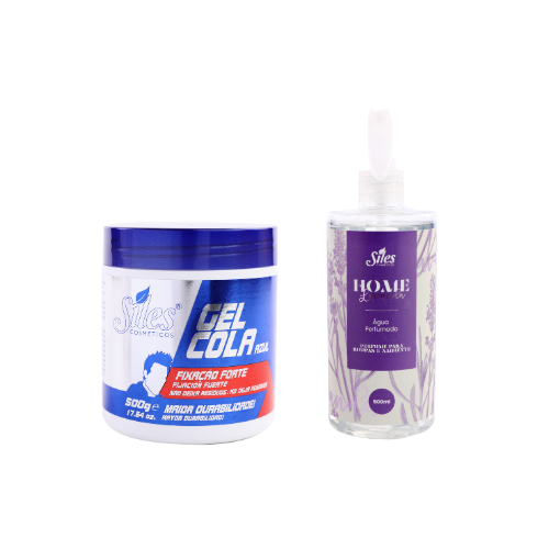 Kit Gel Cola Fixação Forte 500g + Água Perfumada Lavanda 500ml