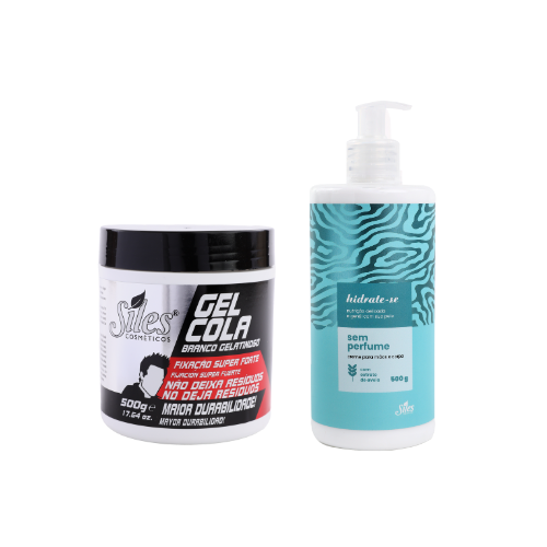 Kit Gel Cola Fixação Super Forte 500g + Hidratante Sem Perfume 500g