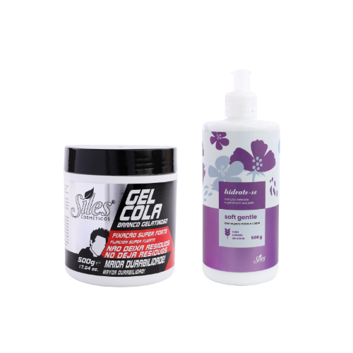 Kit Gel Cola Fixação Super Forte 500g + Hidratante Soft Gentle 500g