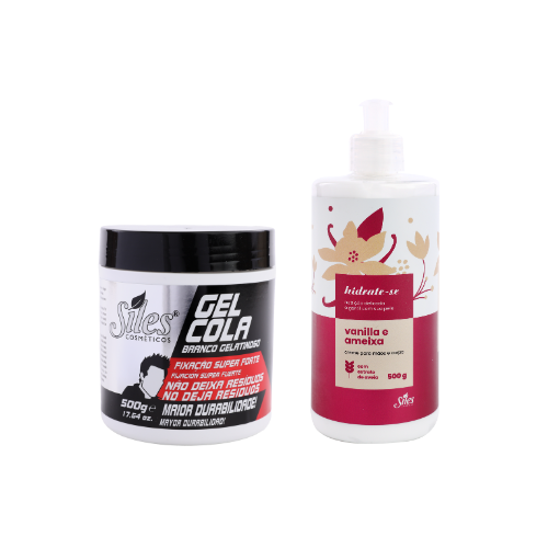 Kit Gel Cola Fixação Super Forte 500g + Hidratante Vanilla e Ameixa 500g