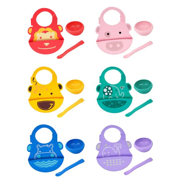 Kit de Introdução Alimentar com Tigela e Colher/Espátula e Babador