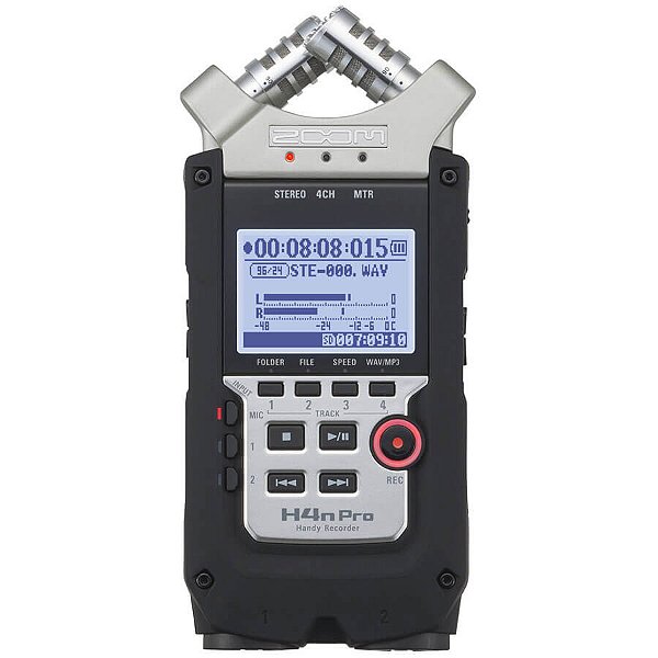 Zoom H4N Pro Gravador de Áudio Digital Portátil com Microfone Cápsula Onboard X/Y